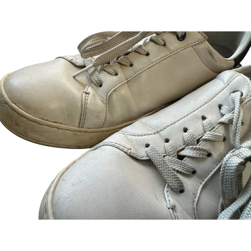Coach C101 Low Top Sneakers Mens 10D‎ White Leather Navy Blue G4950